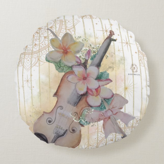 Coussins Ronds Boganhues violon floral Imprimer (Devant)