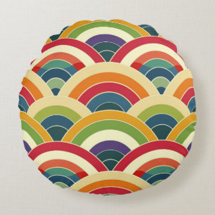 Coussins Ronds Boho arc-en-ciel coloré