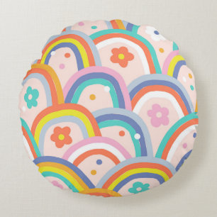 Coussins Ronds Boho bébé été whimsical arc-en-ciel transparent pa