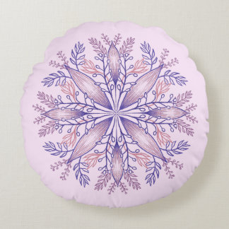 Coussins Ronds Boho Botanical Purple Imaginaire Fleur Mandala