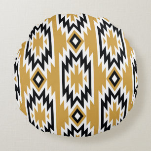 Coussins Ronds Boho ethnique : motif géométrique vintage.