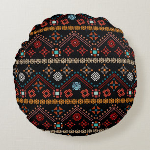 Coussins Ronds Boho Ethnique : Tribal Coloré Sans Couleur.