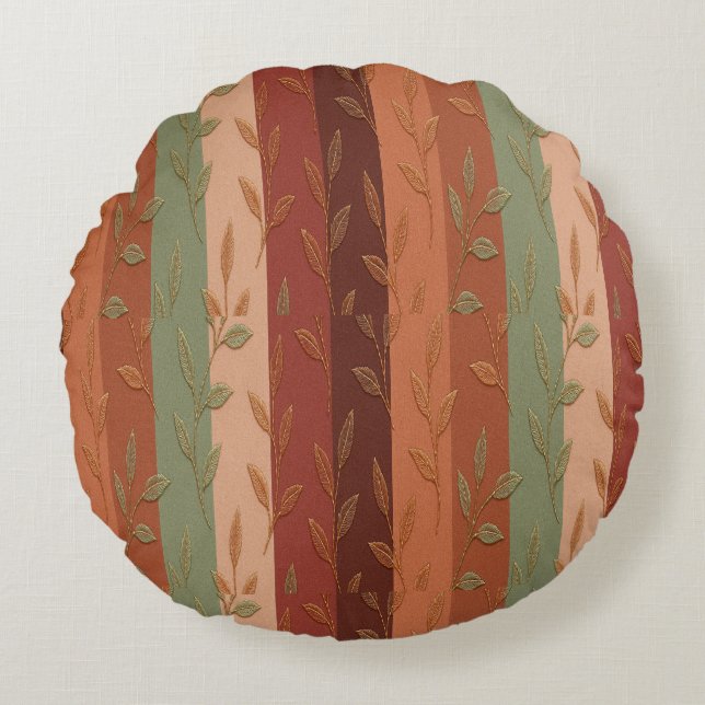 Coussins Ronds Boho Leaf Motif Rustic Home Décor (Devant)