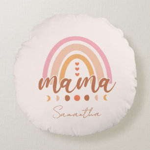 Coussins Ronds Boho Rainbow Mama avec phases de lune