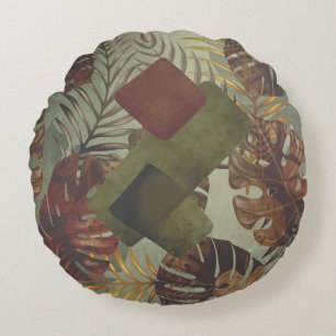 Coussins Ronds Boho tropical monstère feuille de palmier 70's été