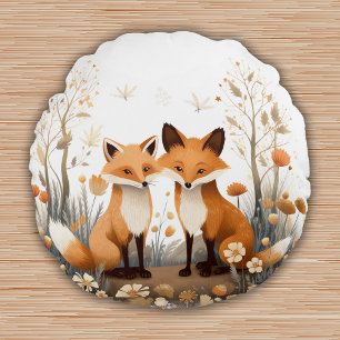 Coussins Ronds Bois Animaux Renards Pépinière Enfants Décor Chamb