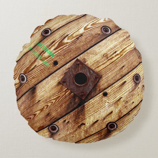 Coussins Ronds Bois industriel Bac en bois rustique (Devant)