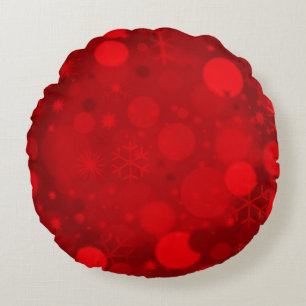 Coussins Ronds Bokeh de Noël, COULEUR DE LÈVRE ROUGE