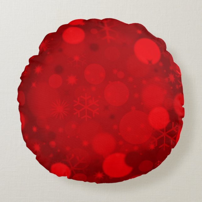Coussins Ronds Bokeh de Noël, COULEUR DE LÈVRE ROUGE (Devant)