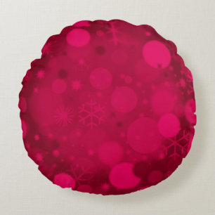 Coussins Ronds Bokeh de Noël, Rasp.JEU DE JEU ROUGE rose