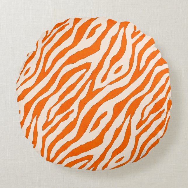 Coussins Ronds Bold Orange Tiger Stripe Pattern (Devant)