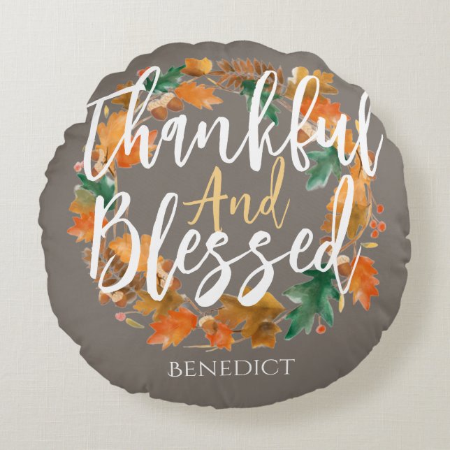 Coussins Ronds Bon thanksgiving simple mou Citrouille automne (Devant)