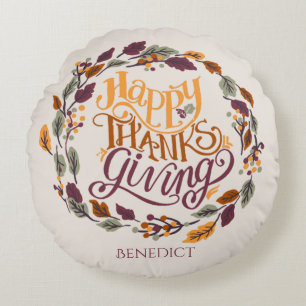 Coussins Ronds Bon thanksgiving simple mou Citrouille automne