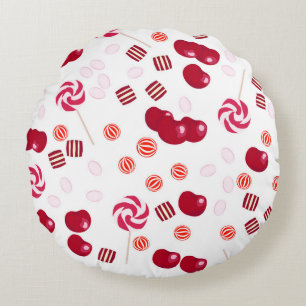 Coussins Ronds Bonbons de cerise brillant doux lollipopes doux