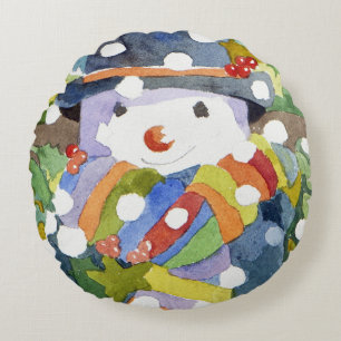 Coussins Ronds Bonhomme de neige dans la neige 2011