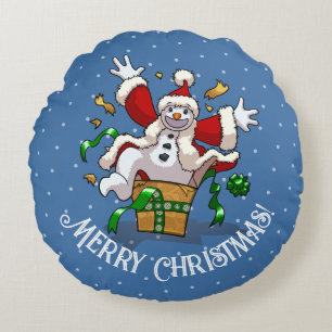Coussins Ronds Bonhomme de neige drôle Joyeux Noël Surprise Dessi