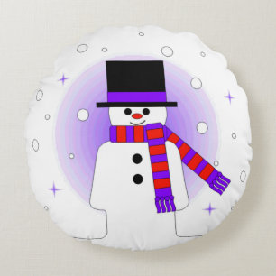 Coussins Ronds Bonhomme de neige gai avec le casquette supérieur