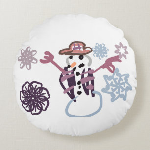 Coussins Ronds Bonhomme de neige joie gentil