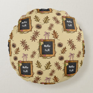 Coussins Ronds Bonjour Automne - Feuilles d'automne Motif pour la