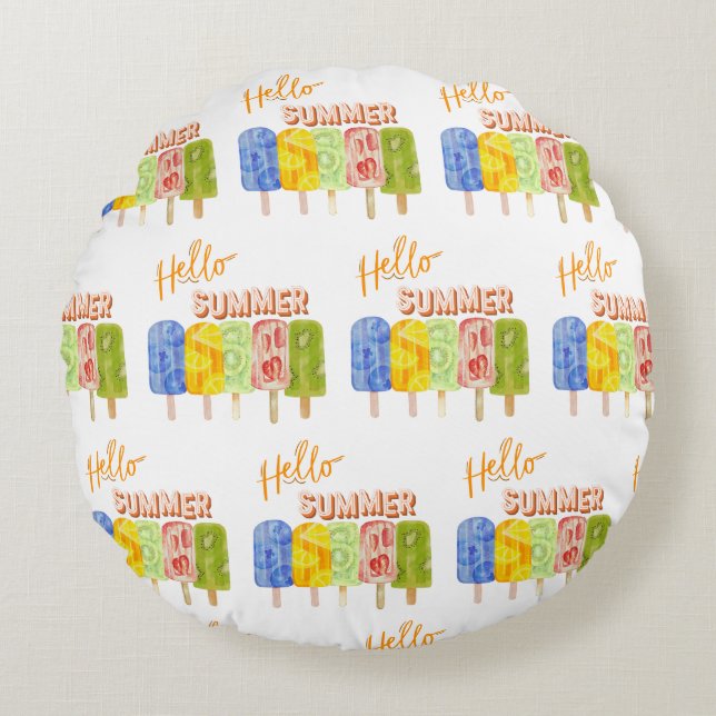 Coussins Ronds bonjour glace été (Devant)