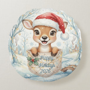 Coussins Ronds Bonne année 2027 avec le cerf de Noël
