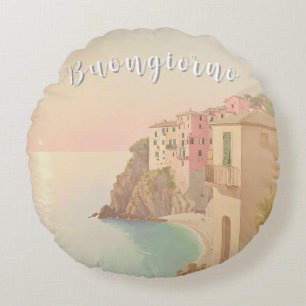 Coussins Ronds Bonne journée Riviera italienne