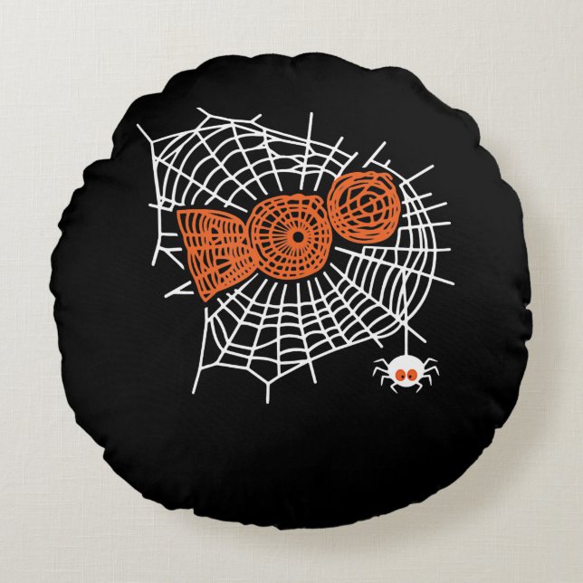 Coussins Ronds Boo Spider Web Funny mignon Spider Web Graphique (Devant)