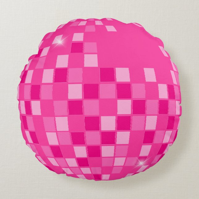 Coussins Ronds Boogie Disco Rose Hot (Devant)