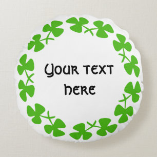 Coussins Ronds Bordure Shamrock verte Ajouter un texte