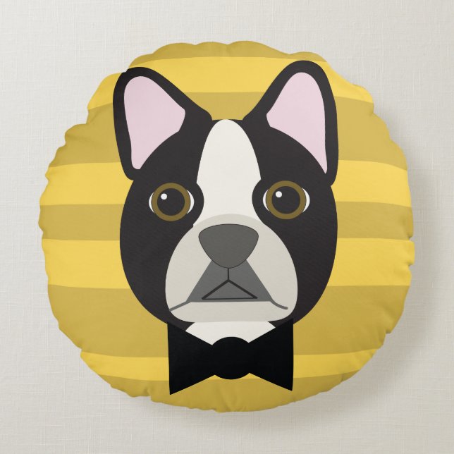 Coussins Ronds Boston Terrier (Devant)