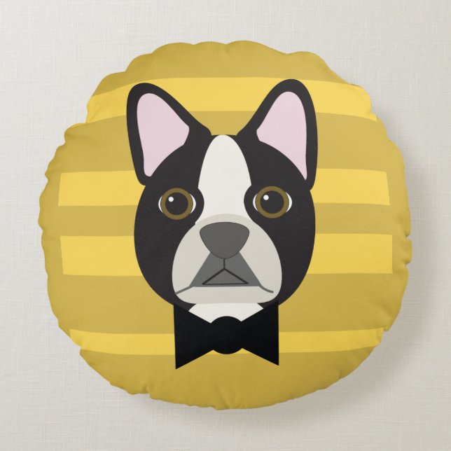 Coussins Ronds Boston Terrier (Devant)