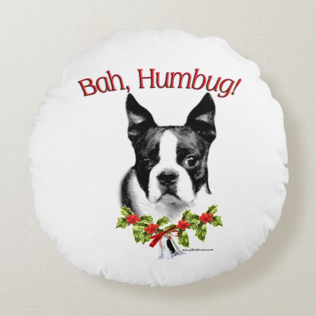 Coussins Ronds Boston Terrier Bah Humbug (Devant)