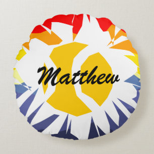 Coussins Ronds Boule de tennis jaune cool personnalisé nom person