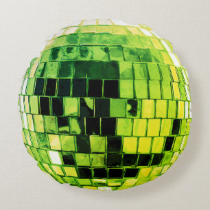 Coussins Ronds Boule Disco Vert Citron