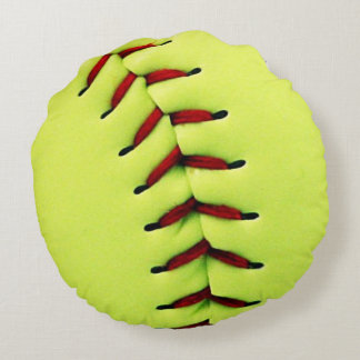 Coussins Ronds Boule jaune du base-ball