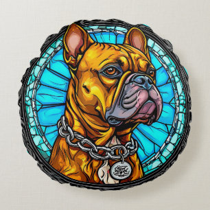 Coussins Ronds Bouledogue français dans un design orné