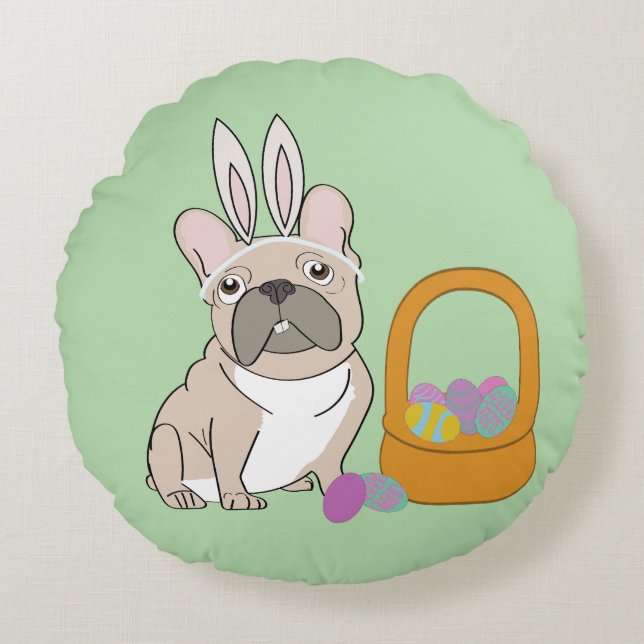Coussins Ronds Bouledogue français de Pâques (Devant)