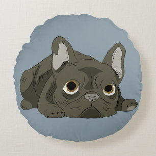 Coussins Ronds Bouledogue français endormi