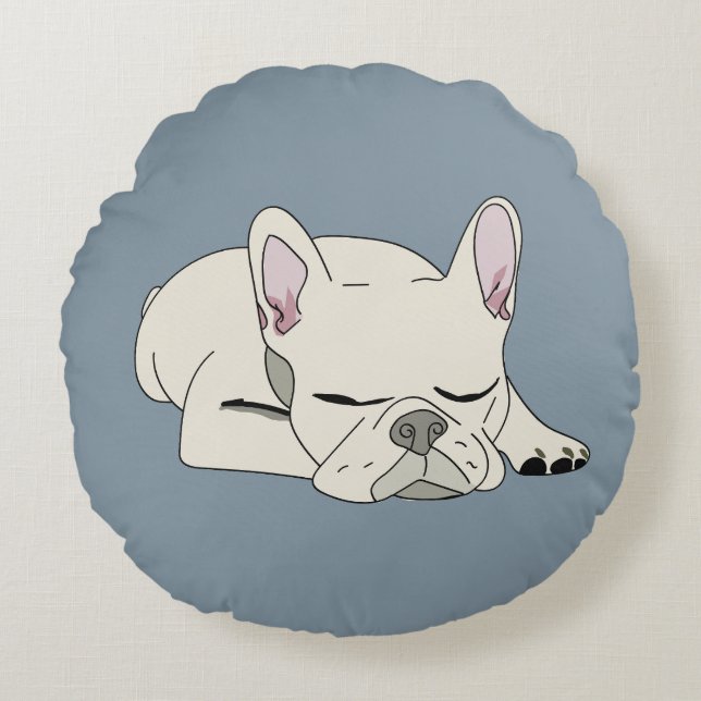 Coussins Ronds Bouledogue français endormi (Devant)