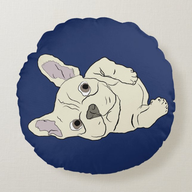 Coussins Ronds Bouledogue français roulant (Devant)