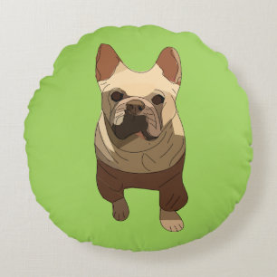 Coussins Ronds Bouledogue Français, Vert Citron