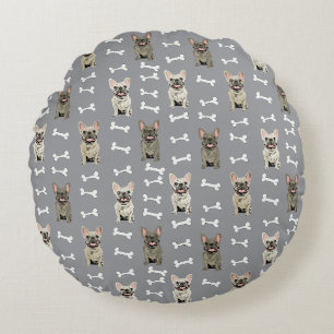 Coussins Ronds Bouledogues français - gris
