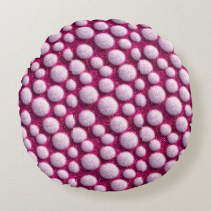 Coussins Ronds Boules Douces et Fluffy Rose sur Magenta Vibrant e