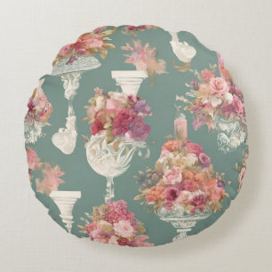 Coussins Ronds Bouquet Bleu Vintage