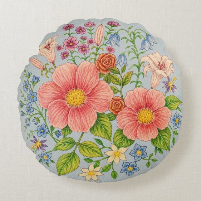Coussins Ronds Bouquet de fleurs (Devant)