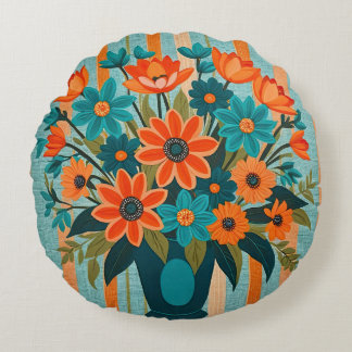 Coussins Ronds Bouquet de fleurs d'art populaire