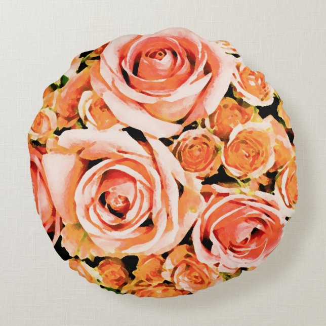 Coussins Ronds Bouquet de roses de Pêche (Dos)