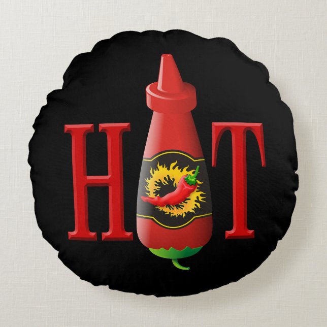 Coussins Ronds Bouteille de sauce chaude (Devant)