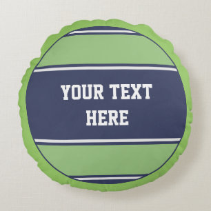 Coussins Ronds BOUTON Bandes RONDES bleu mat vert + votre idée