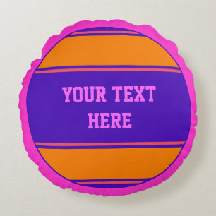 Coussins Ronds BOUTON Bandes RONDES orange violet + votre idée